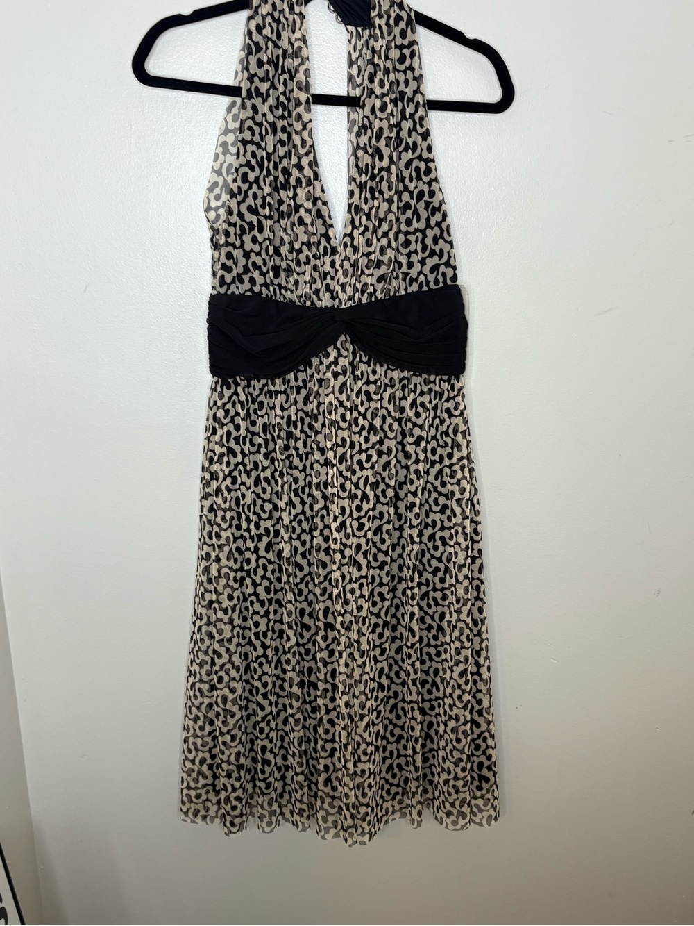 Maggy London Beige and Black Leopard Print Dress with Black Waist